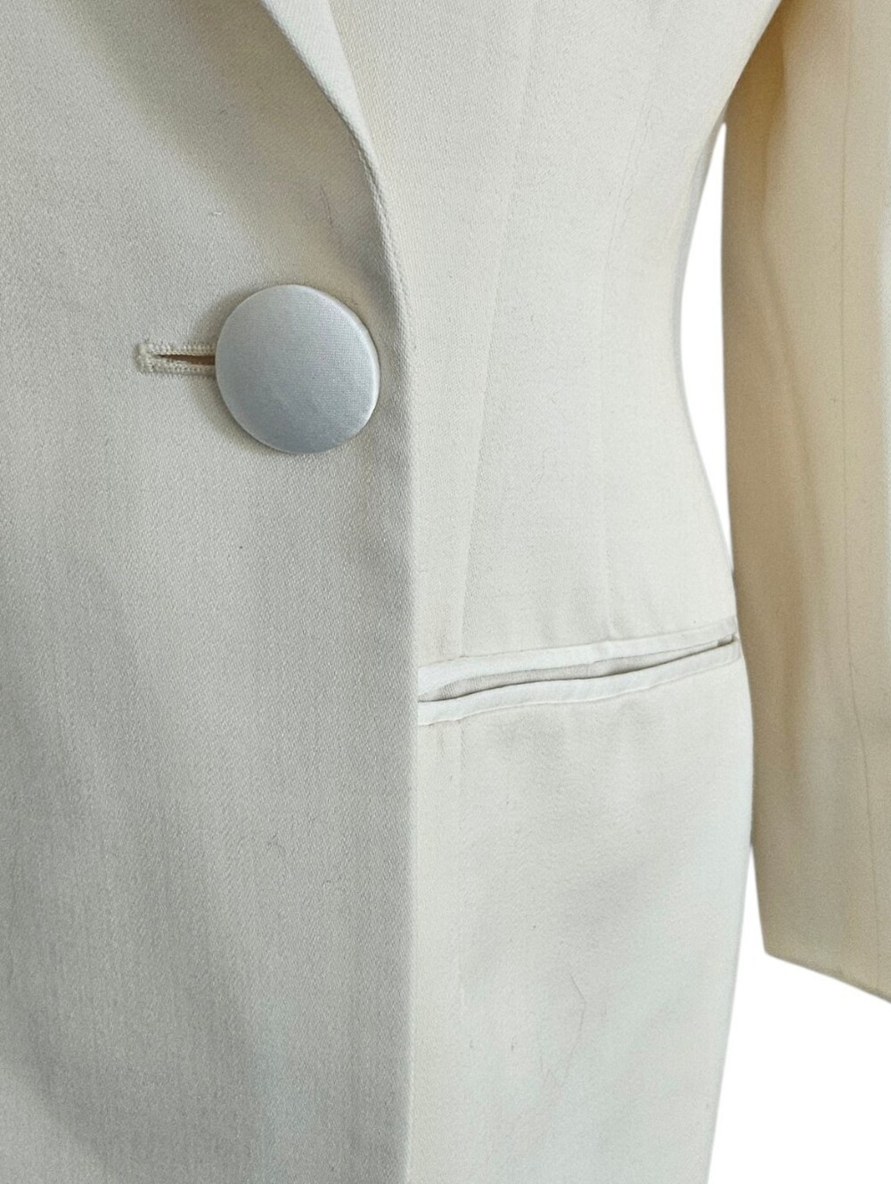 Christian Dior Ivory Double Breasted Blazer Silk Wool Vintage USA Size 10 - Picture 8 of 13